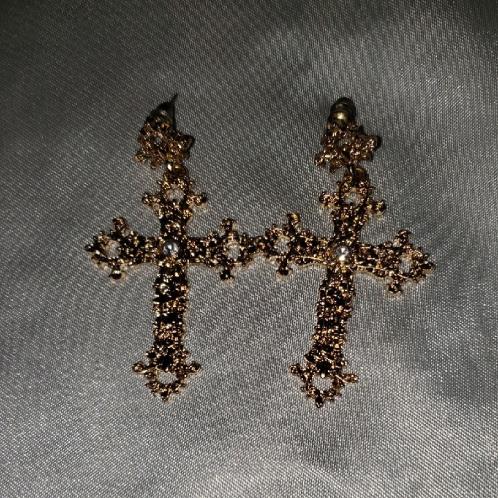 Elegant Gold Cross Earrings